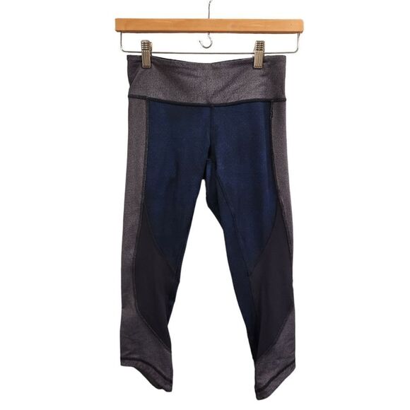 Lululemon Wunder Under Sashiko Denim Blue Cropped Leggings Limited Edition 4 - Picture 1 of 6